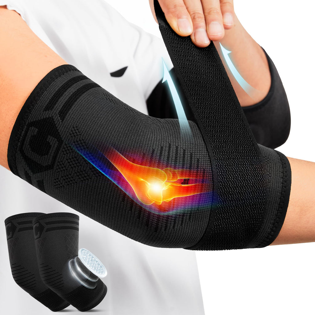 CAMBIVO Adjustable Tennis Elbow Brace 2 Pack, Tennis Elbow Support Strap with Gel Pad, Tennis Elbow Wrap for Pain Relief, Recovery, Tennis Golfer's Elbow, Work, Sports, Men Women
