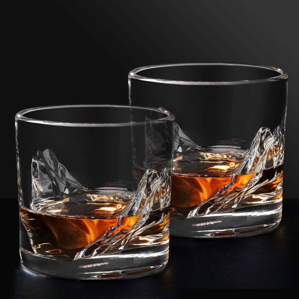 LIITON Exclusive Whiskey Glasses Set Grand Canyon 2-piece made of crystal glass, tumbler glasses, gifts for men for cocktails, gin, bourbon, rum, drinking glasses gift set