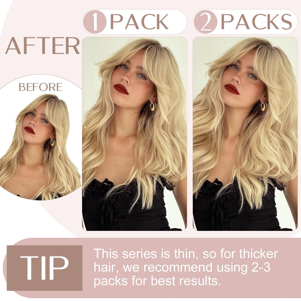 Clip-in Hair Extensions Remy 7A 100% Human Hair Straight – White Brown/Light Blonde 16in (40cm)