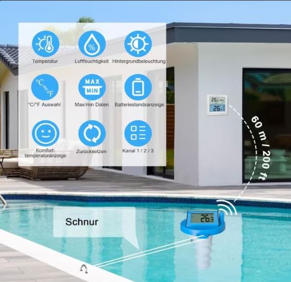 Ketotek Wireless Pool Thermometer – Digitales Schwimmbad- & Pool
