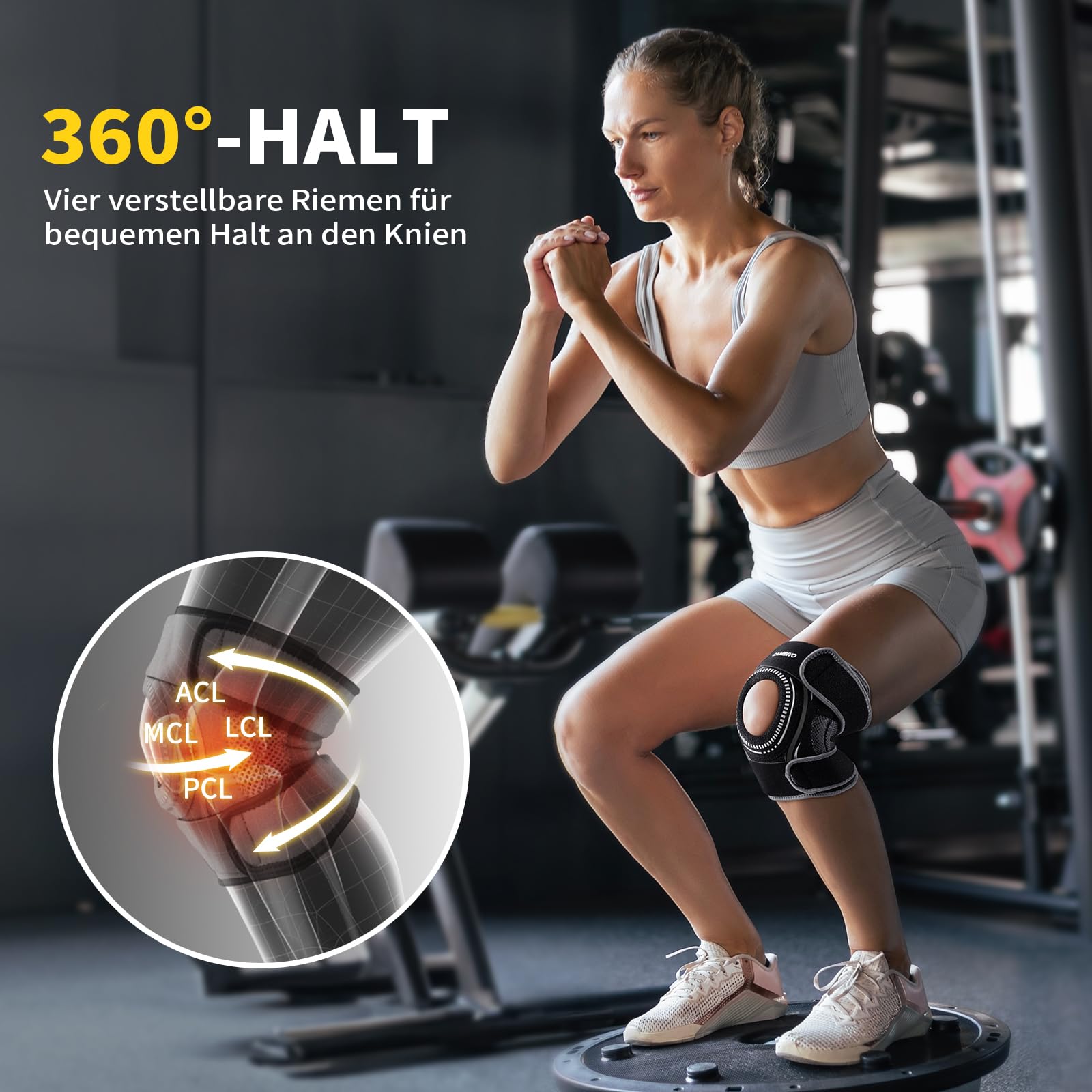 CAMBIVO Knee Brace with Stabilizers – Support for Meniscus Tear, Pain Relief