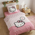 Hello Kitty Duvet Cover Set 100% Cotton 135x200 + 80x80 Heart Striped Design – Pink 135x200