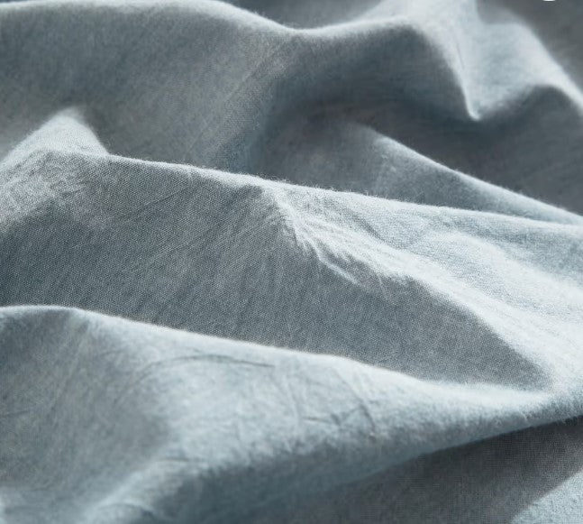 Teilen Halbleinen Bettwäsche Set 220x240 cm Blau – Baumwolle & Leinen mit Reißverschlus