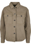 Urban Classics Damen Oversized Shirt Jacket – Khaki, 100 % Baumwolle Größe: M