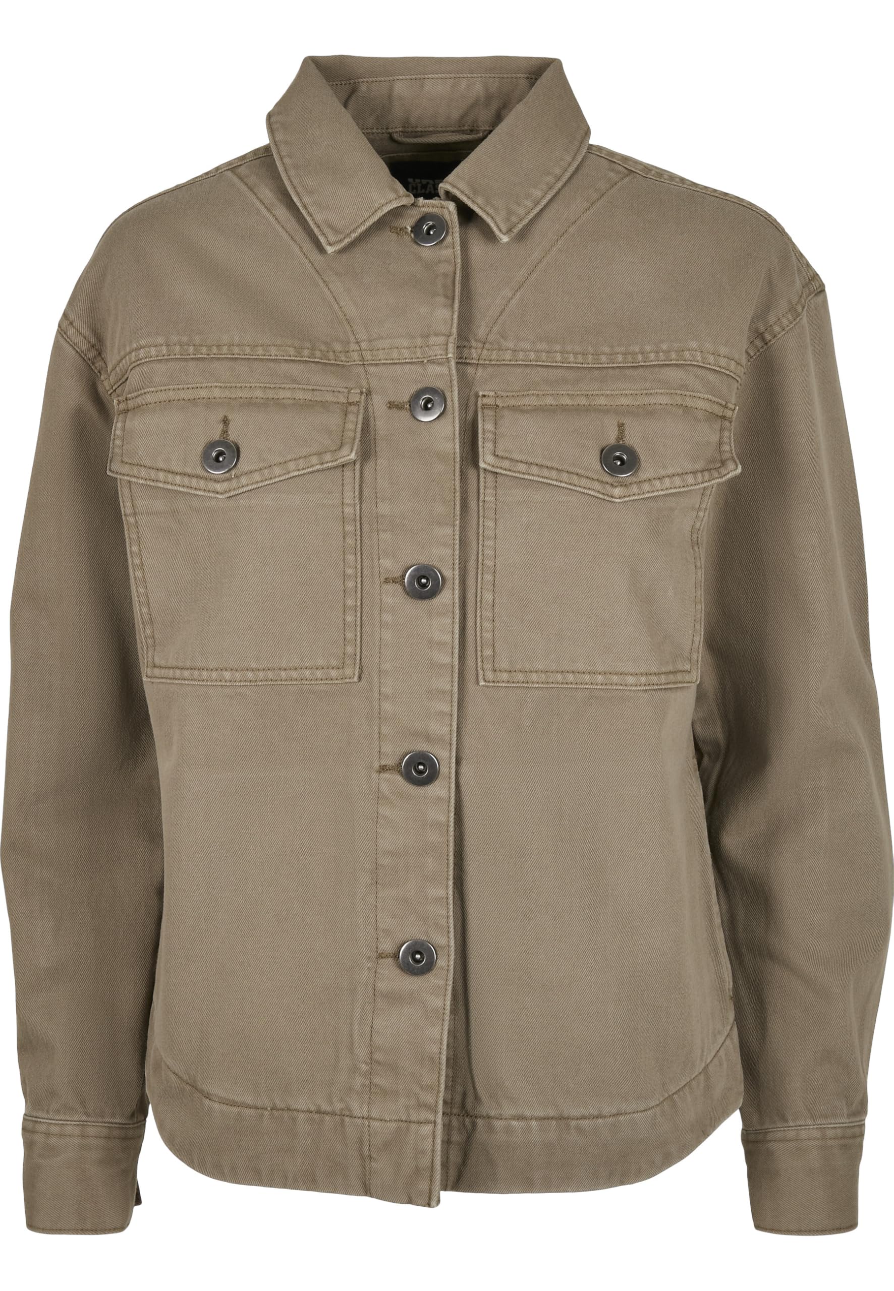 Urban Classics Damen Oversized Shirt Jacket – Khaki, 100 % Baumwolle Größe: M