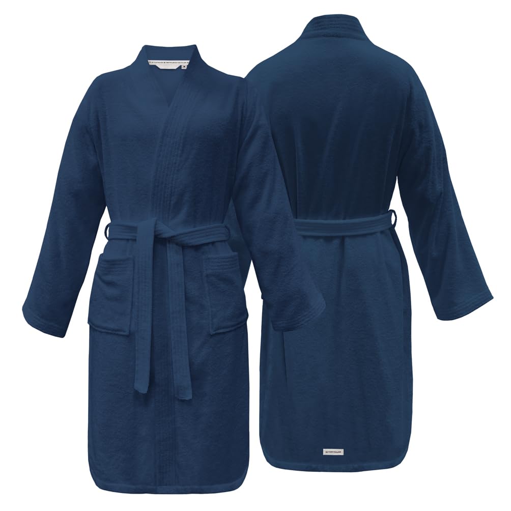 Herding Tom Tailor Kimono Bathrobe Size S 100% Cotton Navy Blue
