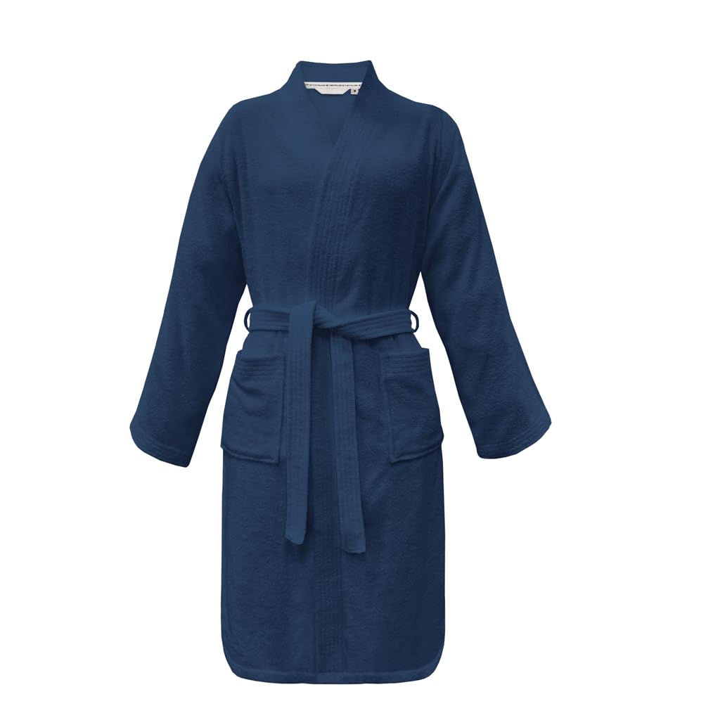 Herding Tom Tailor Kimono Bathrobe Size S 100% Cotton Navy Blue