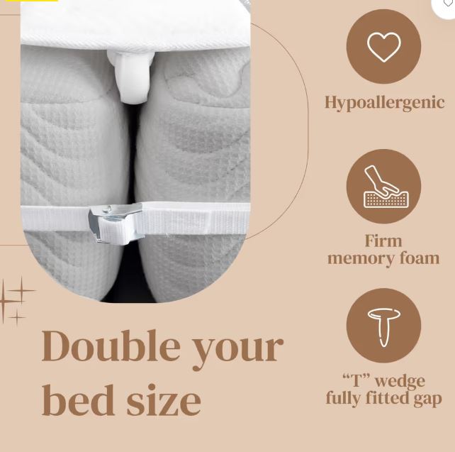 FeelAtHome 25,5 cm Liebesbrücke zum Verbinden von Zwei Einzelbetten