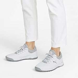 PUMA Women's Proadapt Alphacat WMNS Golf Shoes, Puma White PUMA Silver Pink Lady