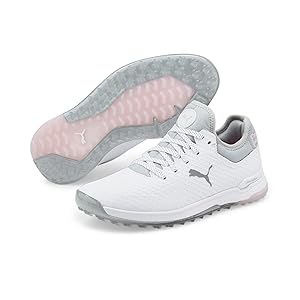 PUMA Women's Proadapt Alphacat WMNS Golf Shoes, Puma White PUMA Silver Pink Lady