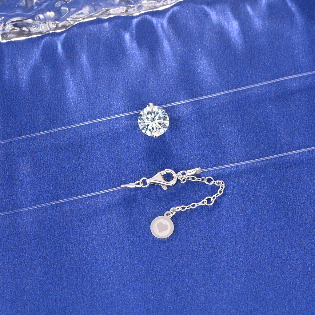 Women’s Moissanite Necklace 2ct 8mm D VVS1 – Nylon Chain