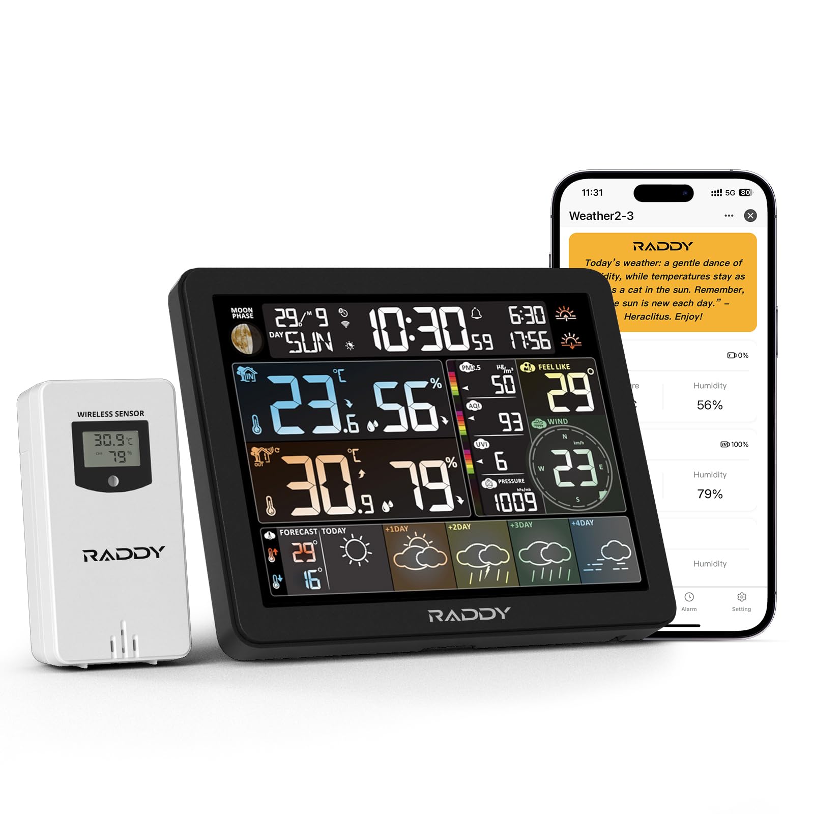 WiFi Weather Station N80 8-inch Screen PM2.5 & AQI UV Index with App