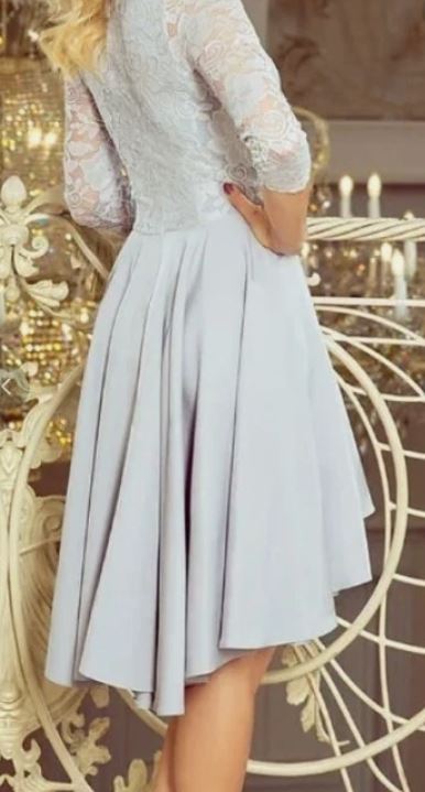 Numoco Cocktailkleid Hellgrau/Silber – Gr. L – Neu mit Etikett