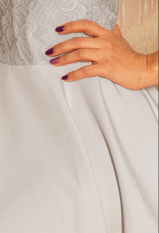 Numoco MARTA Kleid Hellgrau Spitze Elegant Cocktailkleid Abendkleid