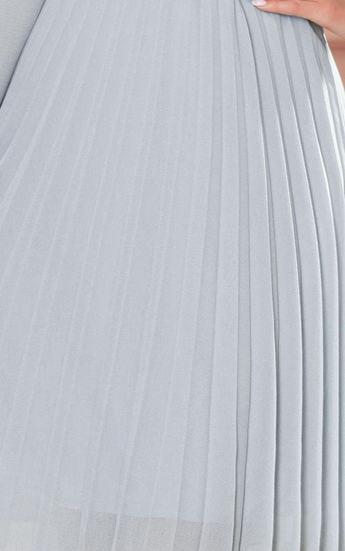 Numoco Isabella Plissee Kleid Grau Gr. XL Neu mit Etikett Elegantes Chiffonkleid