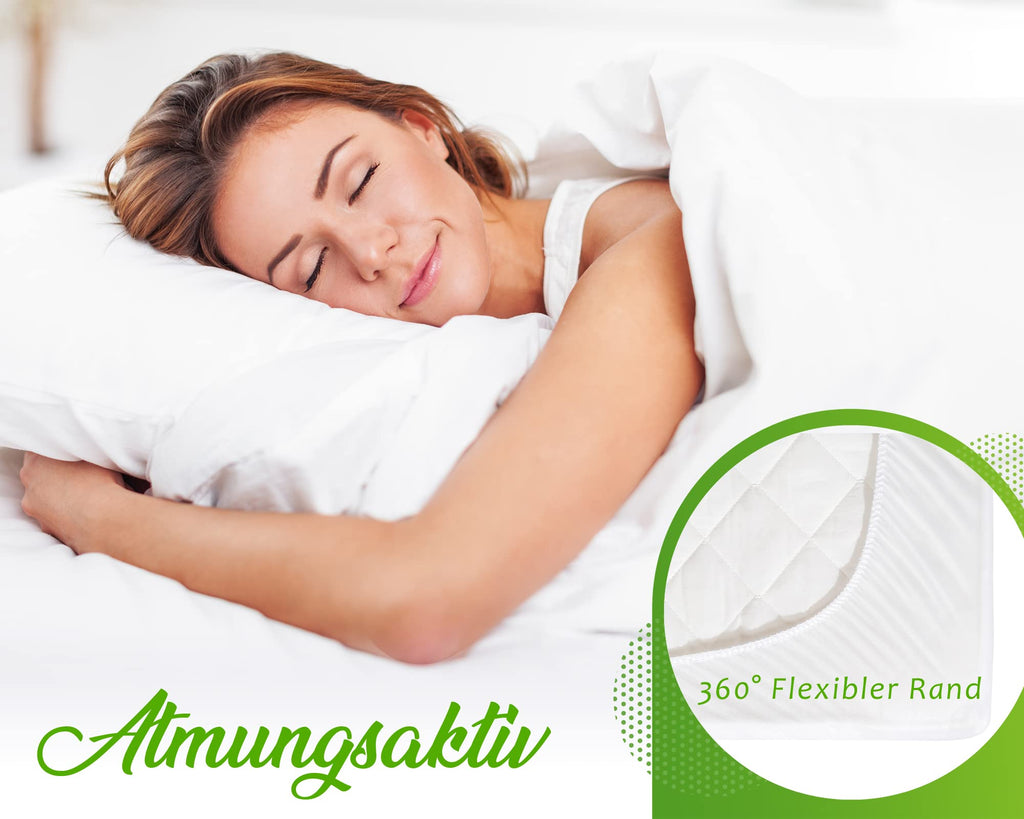 Mattress Cover 180x200 Anti-mite, Antibacterial, 100% Bamboo Mattress Cover, Mattress Protector, Super Soft, Highly Breathable Silent Waterproof Mattress Cover [180 x 200 cm]