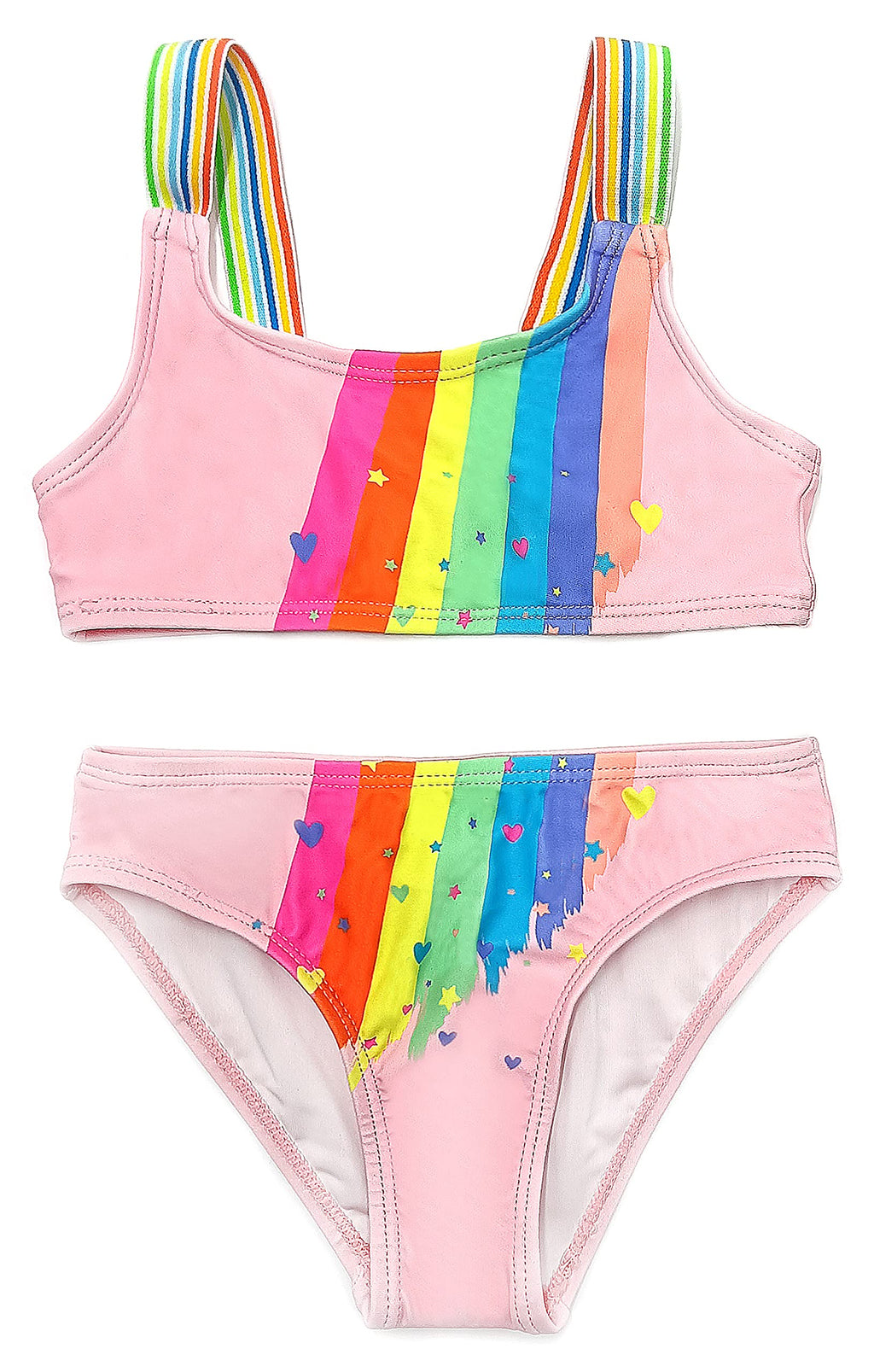 Girls Two-Piece Tankini Swimsuit Printed – Pink A 3-4 yrs