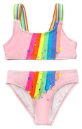 Girls Two-Piece Tankini Swimsuit Printed – Pink A 3-4 yrs