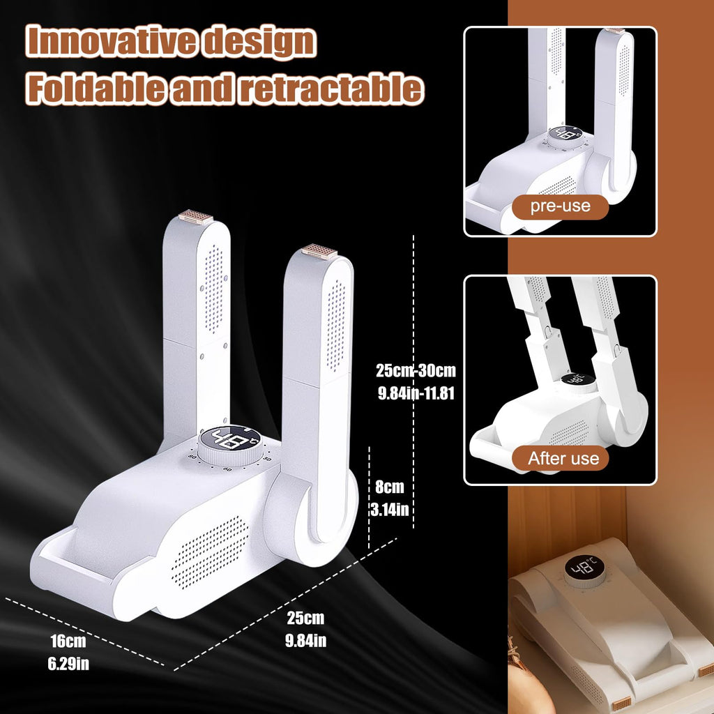 Electric shoe dryer, shoe boot dryer, ski boot dryer, shoe warmer with timer and antibacterial function, for winter and rain shoes, ski boots, gloves and socks...