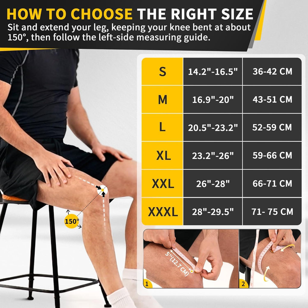CAMBIVO Knee Brace for Men and Women, Recovery Support for Meniscus Tears and ACL – Black
