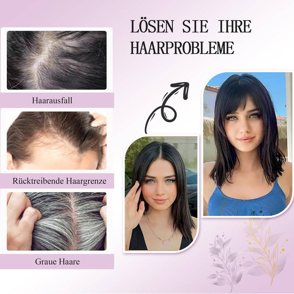 Human Hair Topper with Bangs 360° Hand-sewn 3D Coverage Natural Look – Medium Brown/Blonde