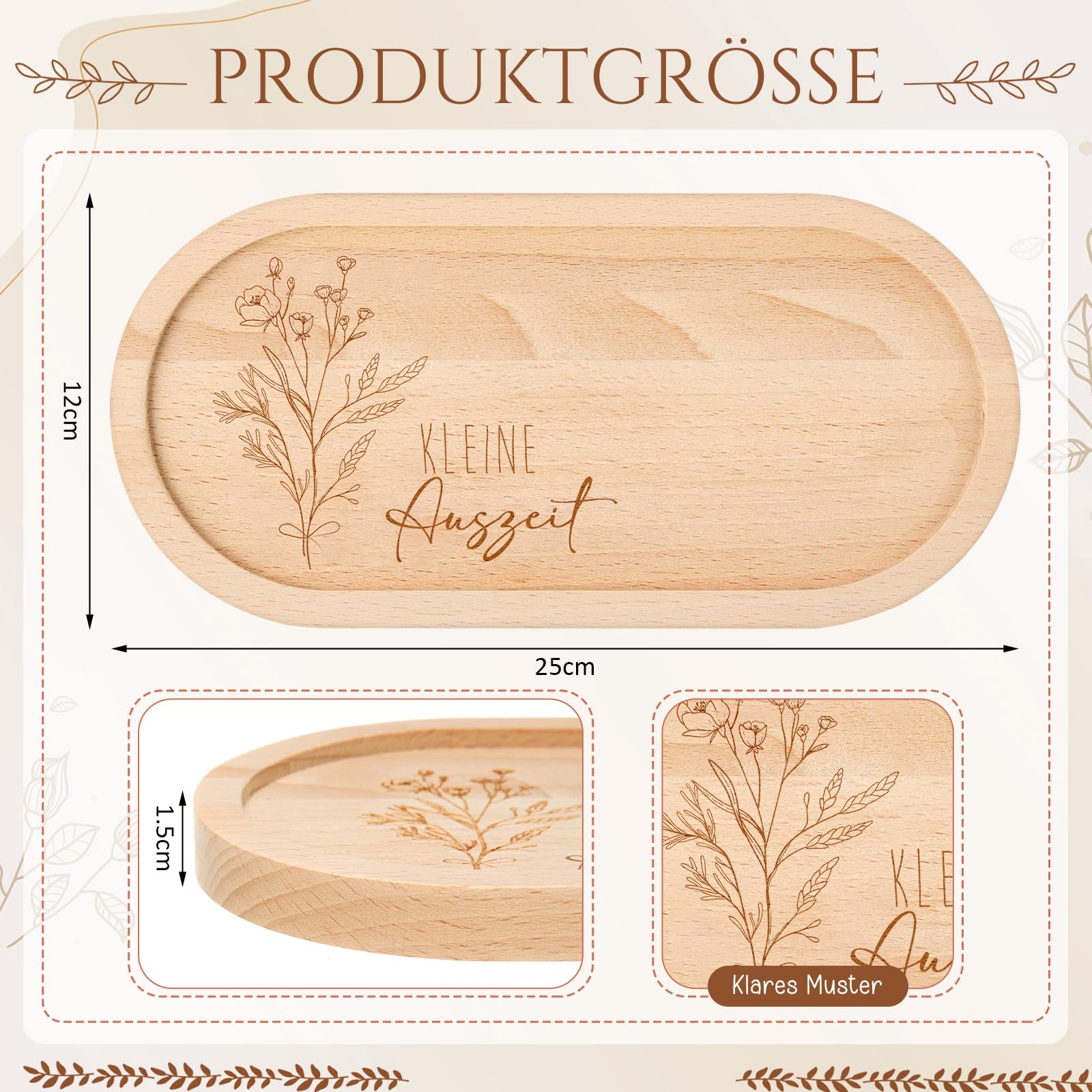 Jasmine Scented Soy Candle in Glass Jar with Engraved Wooden Tray – Gift Set