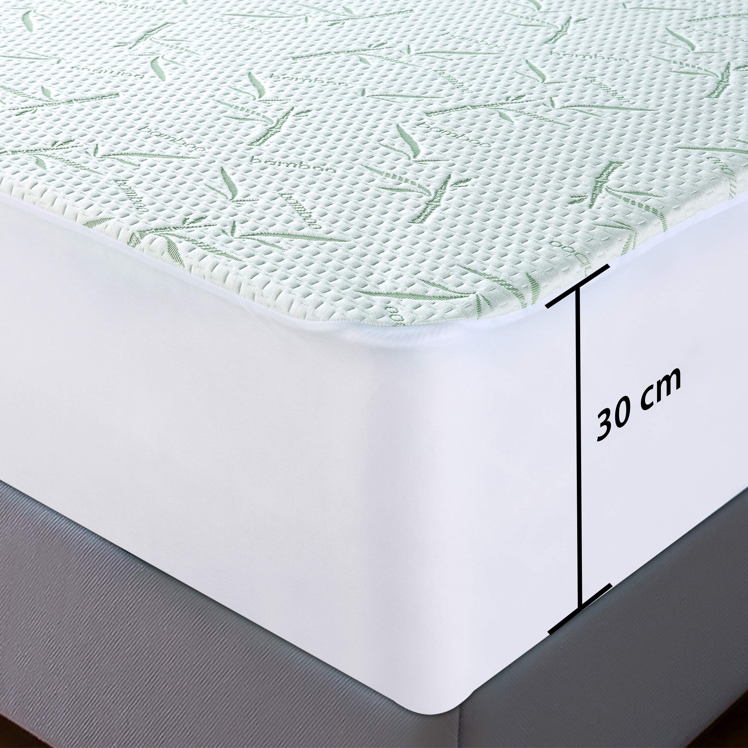 Utopia Bedding mattress protector 180 x 200 x 30 cm waterproof, viscose premium mattress topper, Oeko-Tex certified, breathable, mattress protector, all-round elastic