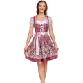 Women's Midi Dirndl Dress Lace 3-Piece Set Blouse & Apron – Wine Red Size 38