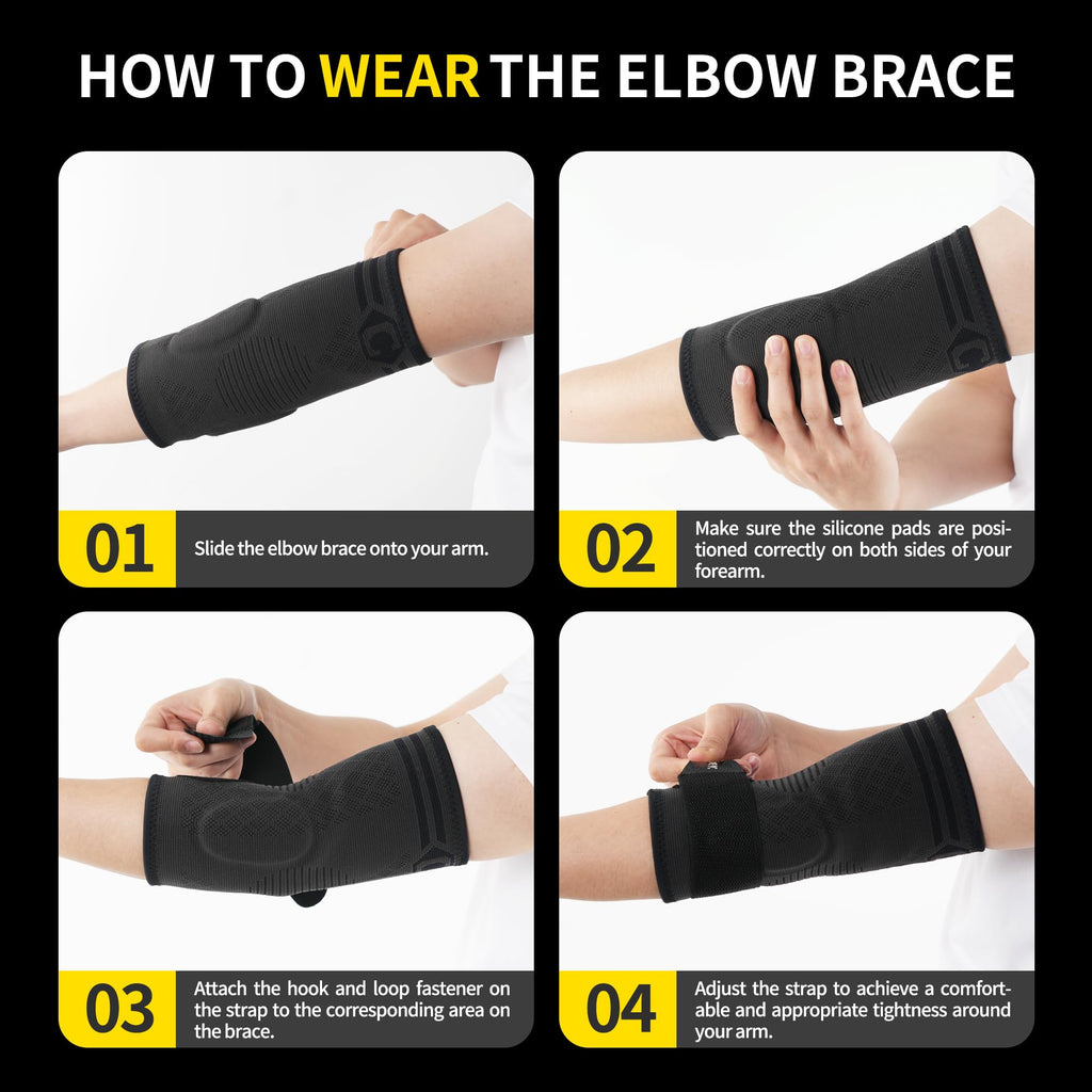 CAMBIVO Adjustable Tennis Elbow Brace 2 Pack, Tennis Elbow Support Strap with Gel Pad, Tennis Elbow Wrap for Pain Relief, Recovery, Tennis Golfer's Elbow, Work, Sports, Men Women