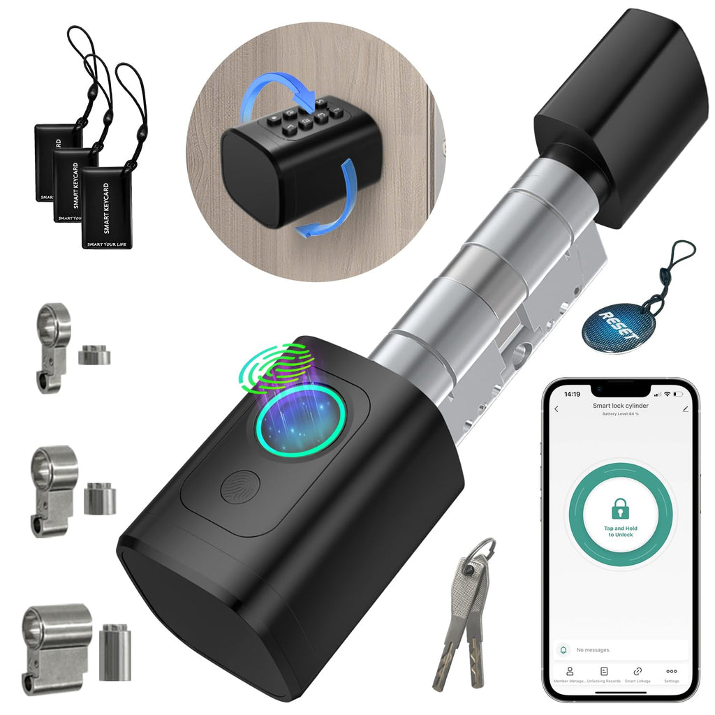 Smart Door Lock Fingerprint & PIN, IC Card & Key Support Smart Life App – 60–90mm