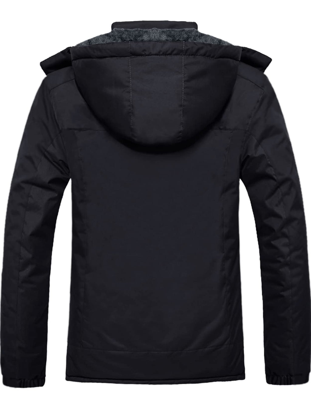 GEMYSE Men's Waterproof Mountain Ski Jacket Fleece Jackets Winter Windproof Hooded Coat (Black,M)