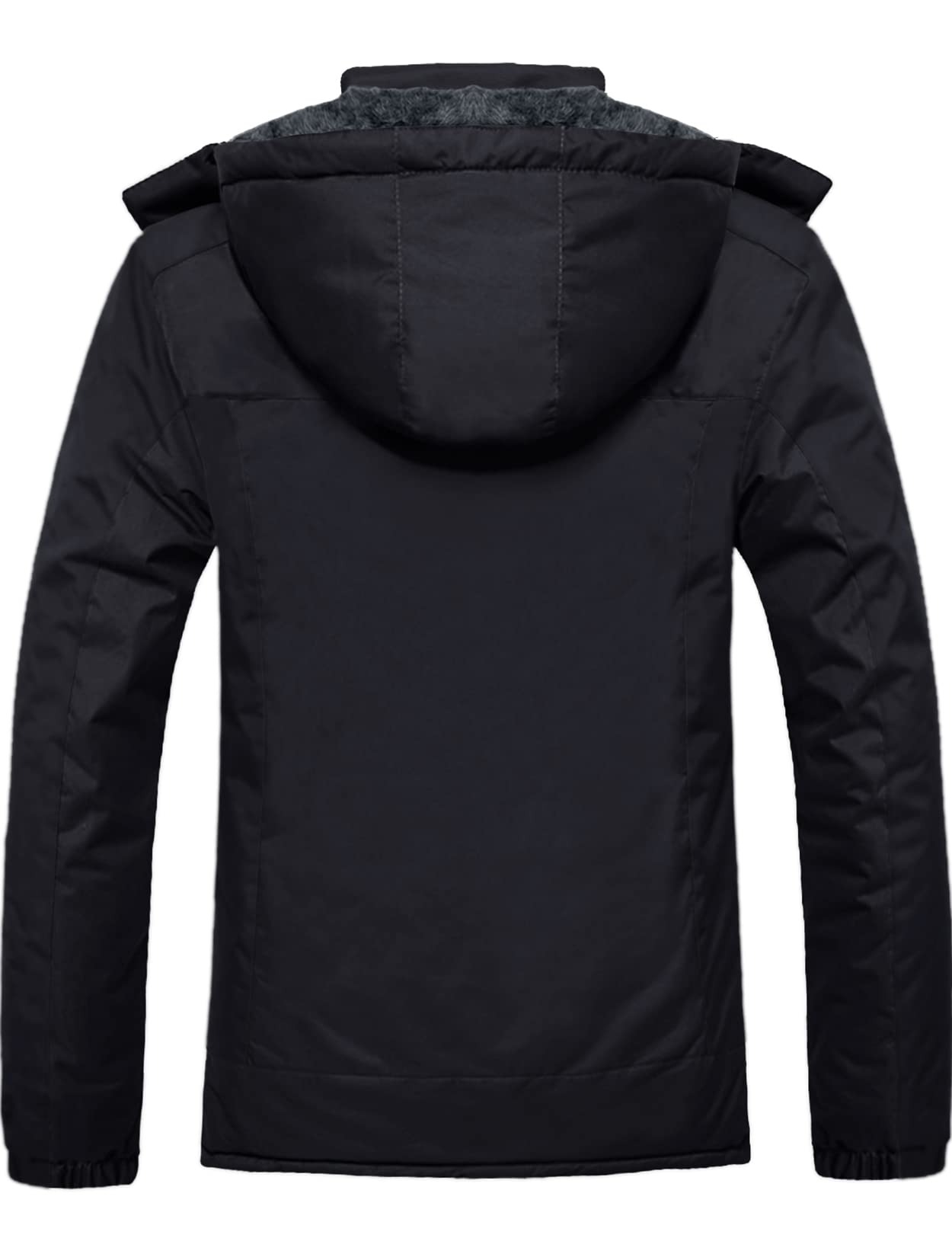 GEMYSE Men's Waterproof Mountain Ski Jacket Fleece Jackets Winter Windproof Hooded Coat (Black,M)