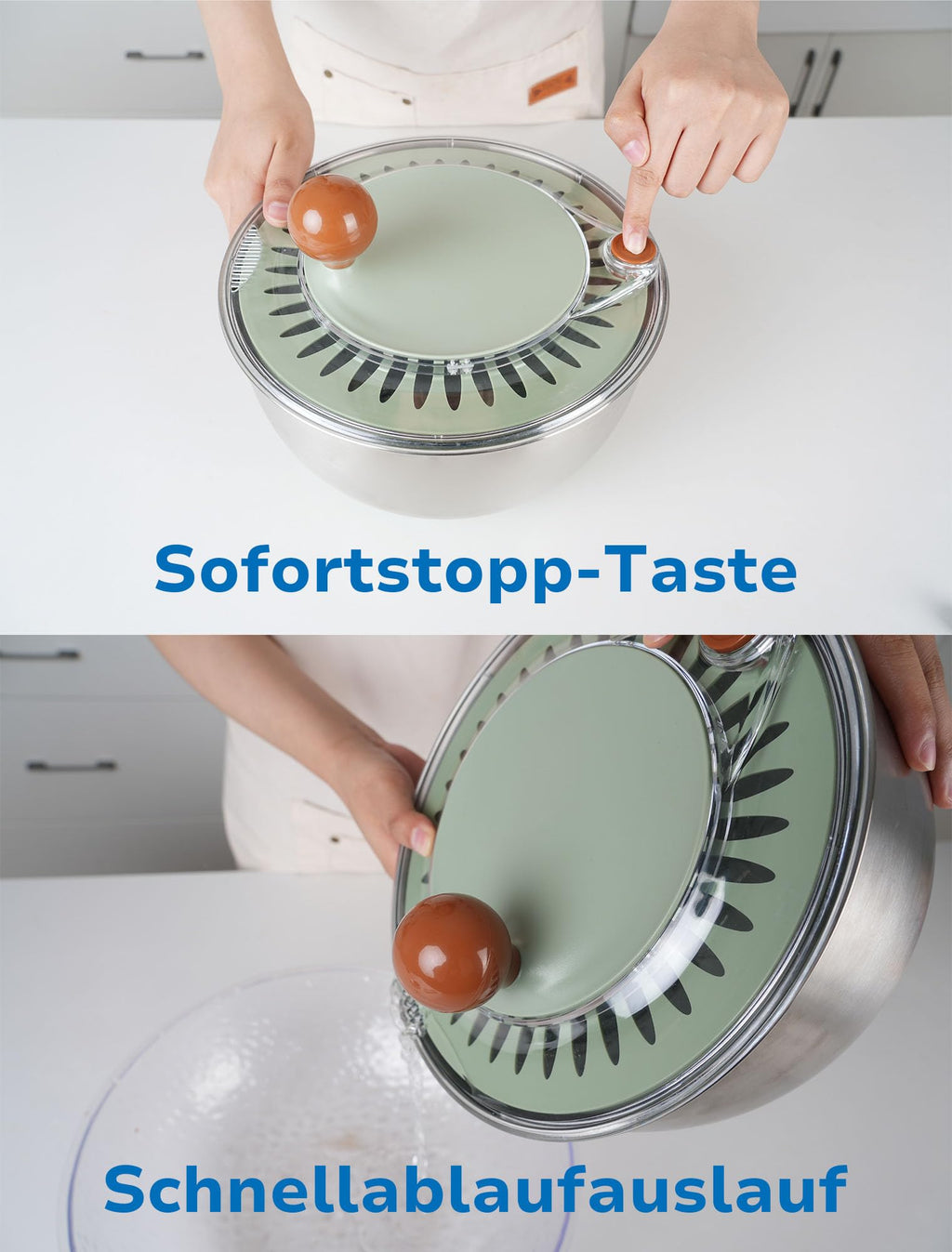 Salad Spinner 5L Stainless Steel Non-Slip Base with Lid BPA-Free – Large