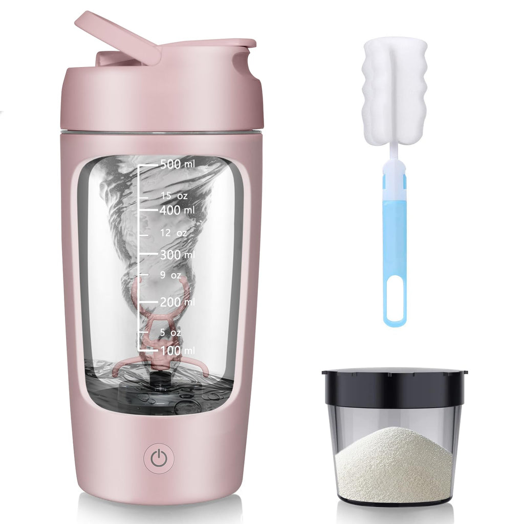 Electric Protein Shaker 650ml USB Rechargeable BPA-Free – Pink