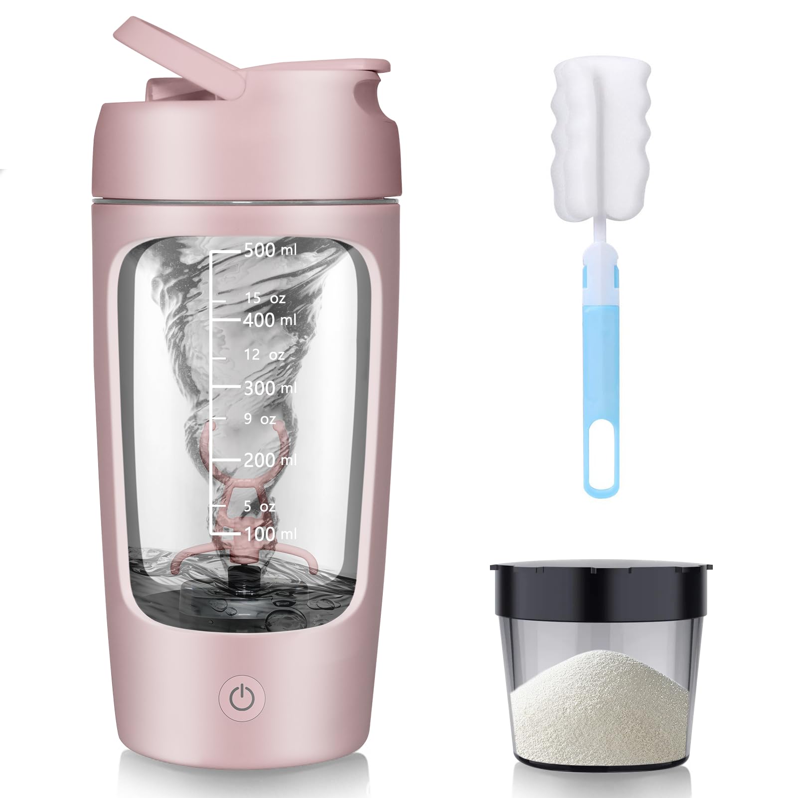 Electric Protein Shaker 650ml USB Rechargeable BPA-Free – Pink