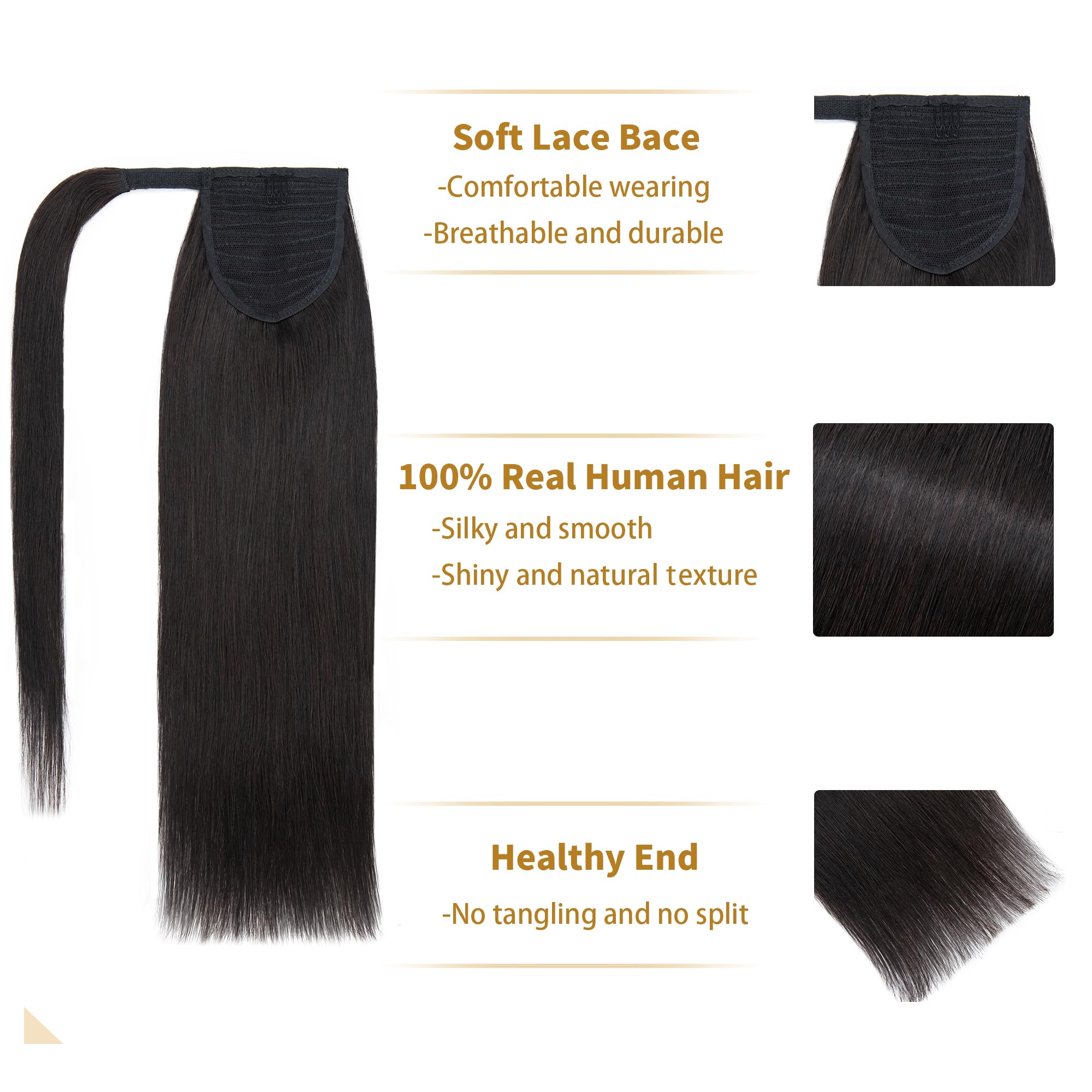 SEGO Real Hair Ponytail Extension Heat Resistant 40.6cm 80g – Light Blonde #613-1