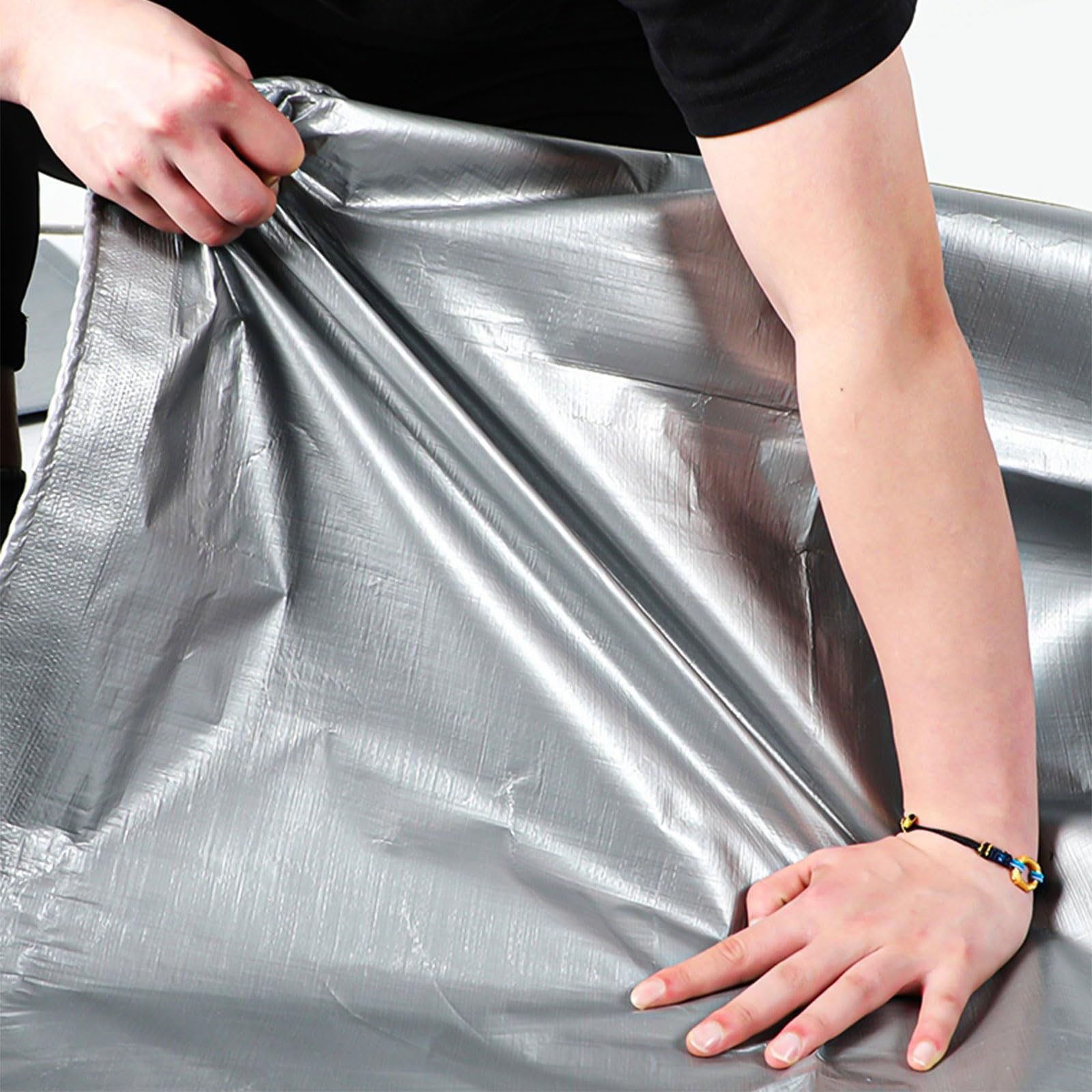 Waterproof Tarpaulin 4x4m UV-Stabilised 160gsm Eyelets Tear-Resistant – Silver