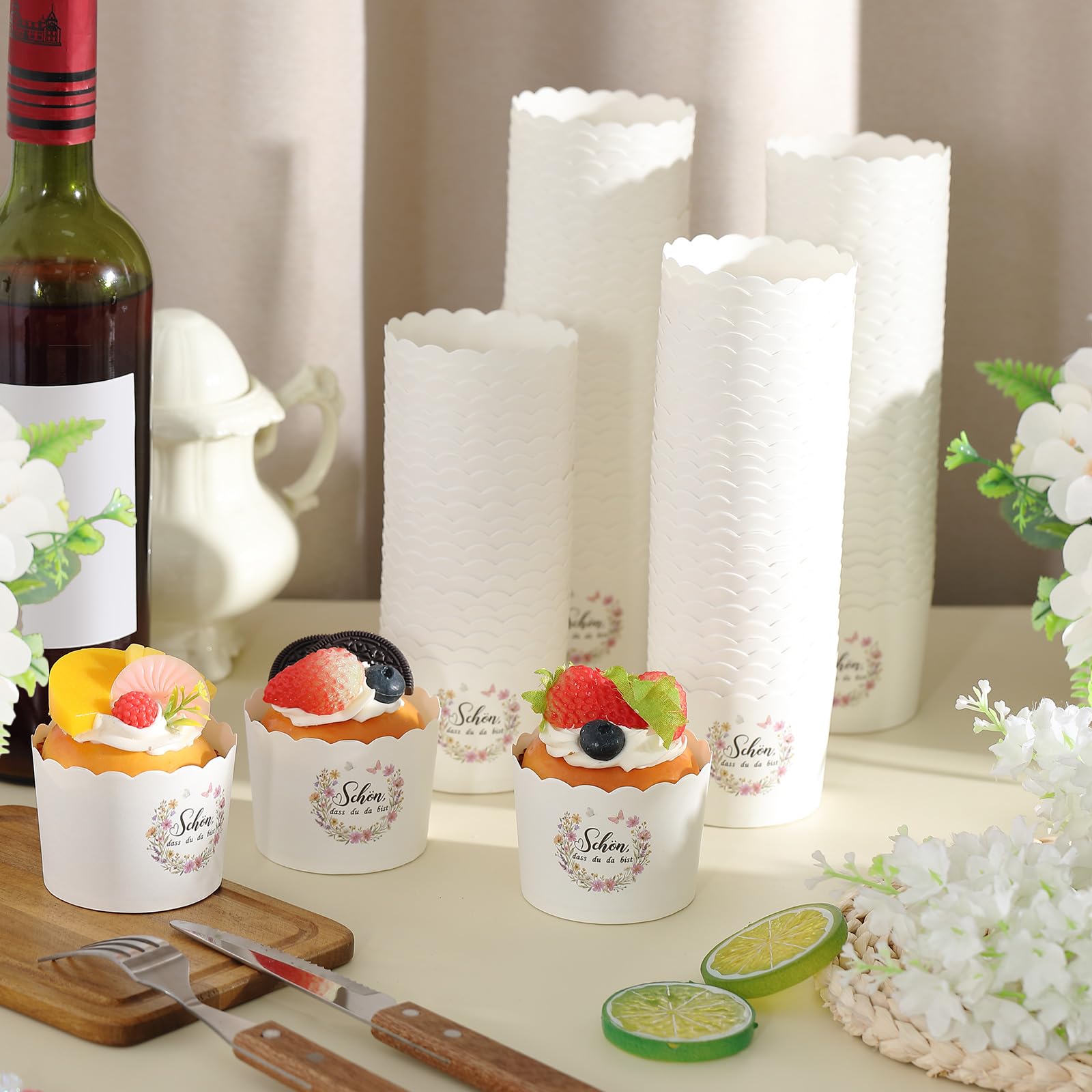 Paper Muffin Cups 150-Pack Mini Baking Cups for Baptism, Communion & Wedding Favors – Printed
