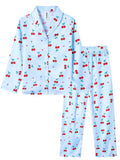 Girls Long-Sleeve Pyjama Set Satin Autumn/Winter – Blue 5-6 Years