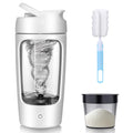 Electric Protein Shaker 650ml USB Rechargeable with Powder Compartment BPA-Free – White