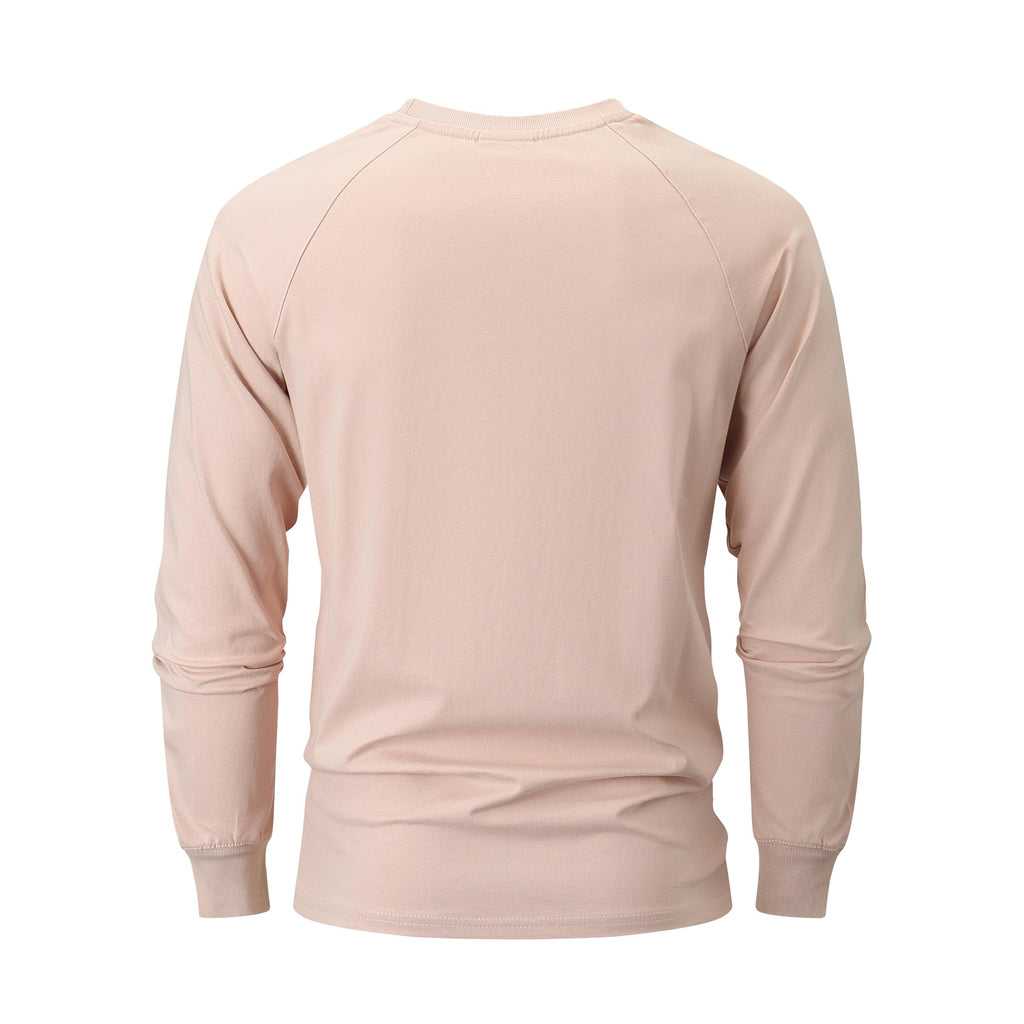 Men’s Long Sleeve Cotton T-Shirt Vintage Heavyweight Casual – Pink 3XL