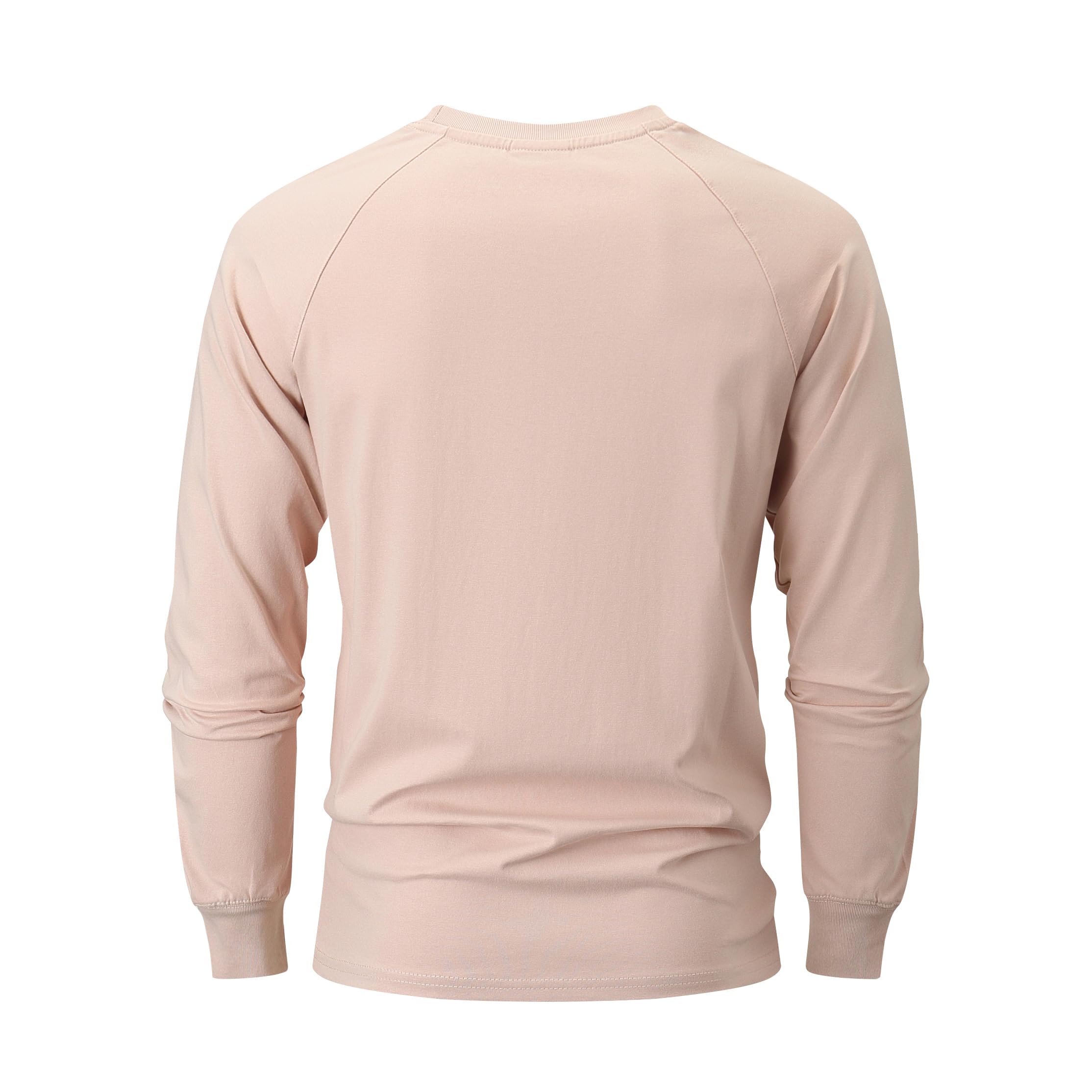 Men’s Long Sleeve Cotton T-Shirt Vintage Heavyweight Casual – Pink 3XL