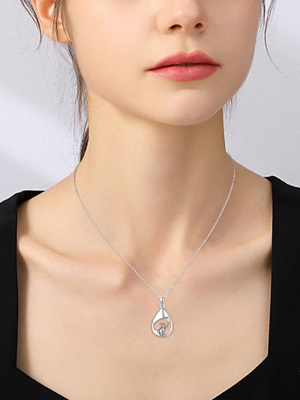 Teardrop Urn Necklace 925 Sterling Silver Cremation Pendant with Funnel Kit – Black
