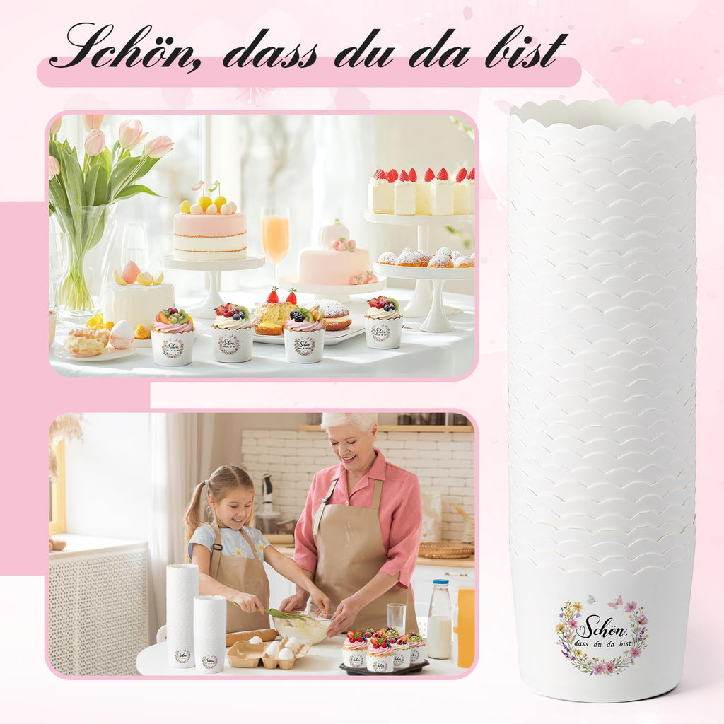 Paper Muffin Cups 150-Pack Mini Baking Cups for Baptism, Communion & Wedding Favors – Printed