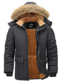 Men's Waterproof Winter Jacket Casual Long Parka with Detachable Hood – Dark Grey XL