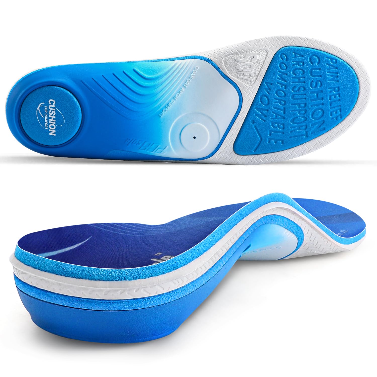 PCSsole Pro Orthotic Insoles Gen2 Heavy-Duty Arch Support Shoe Inserts for Flat Feet & Heel Pain