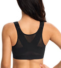 Wireless Front-Closure Bra Racerback Back Support Plus Sizes Unpadded – Black 85B