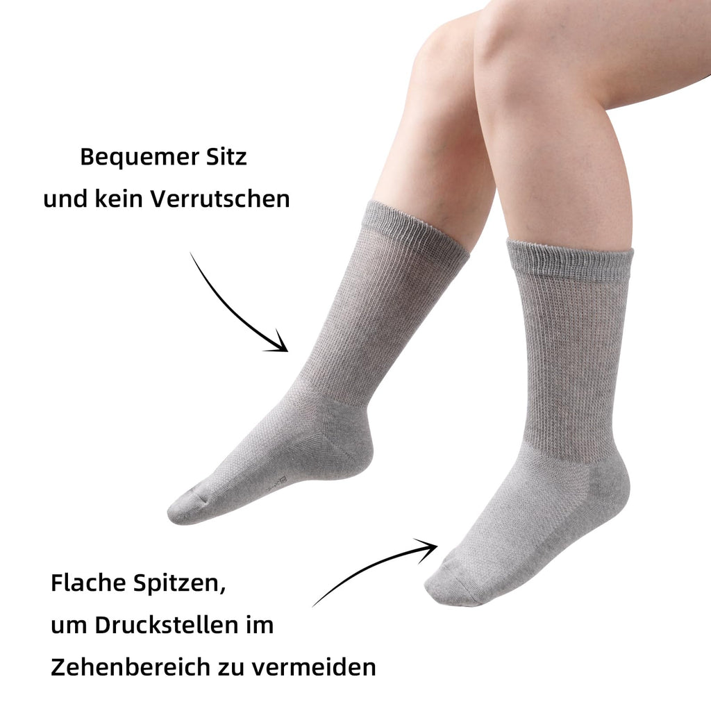 Diabetic Socks 6 Pairs Non-Elastic Cotton Terry Sole Comfort Cuff – One Size