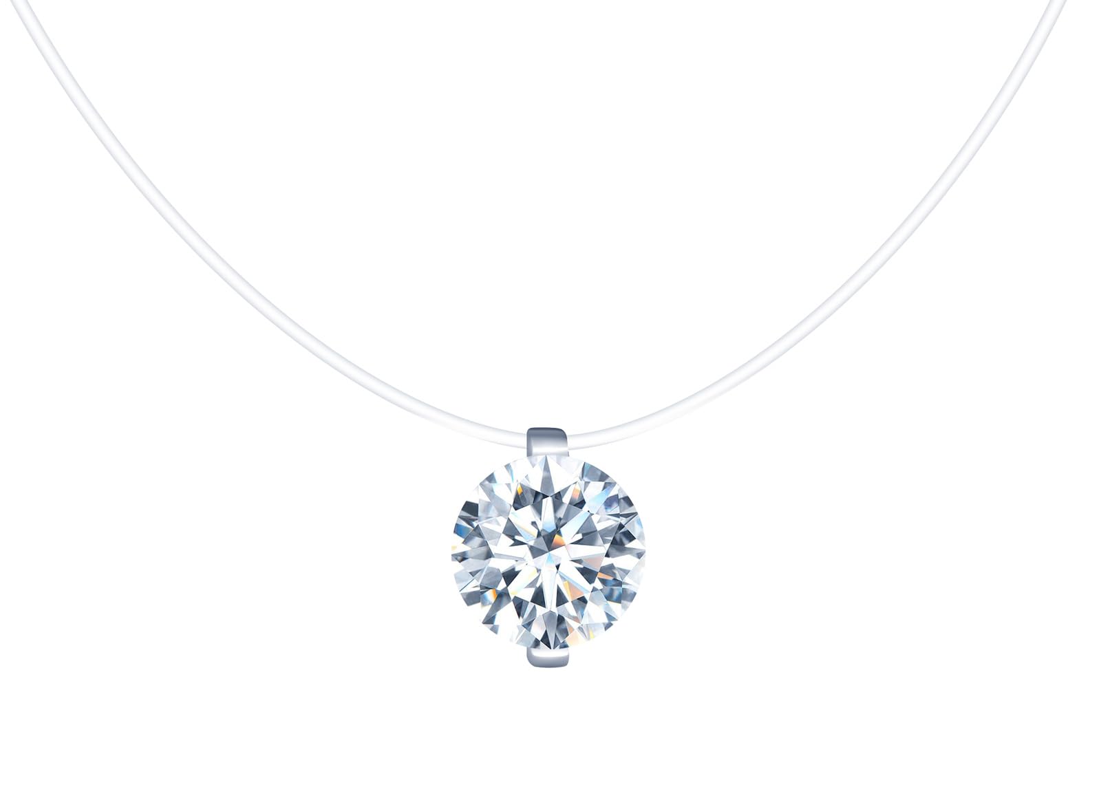 Women’s Moissanite Necklace 2ct 8mm D VVS1 – Nylon Chain