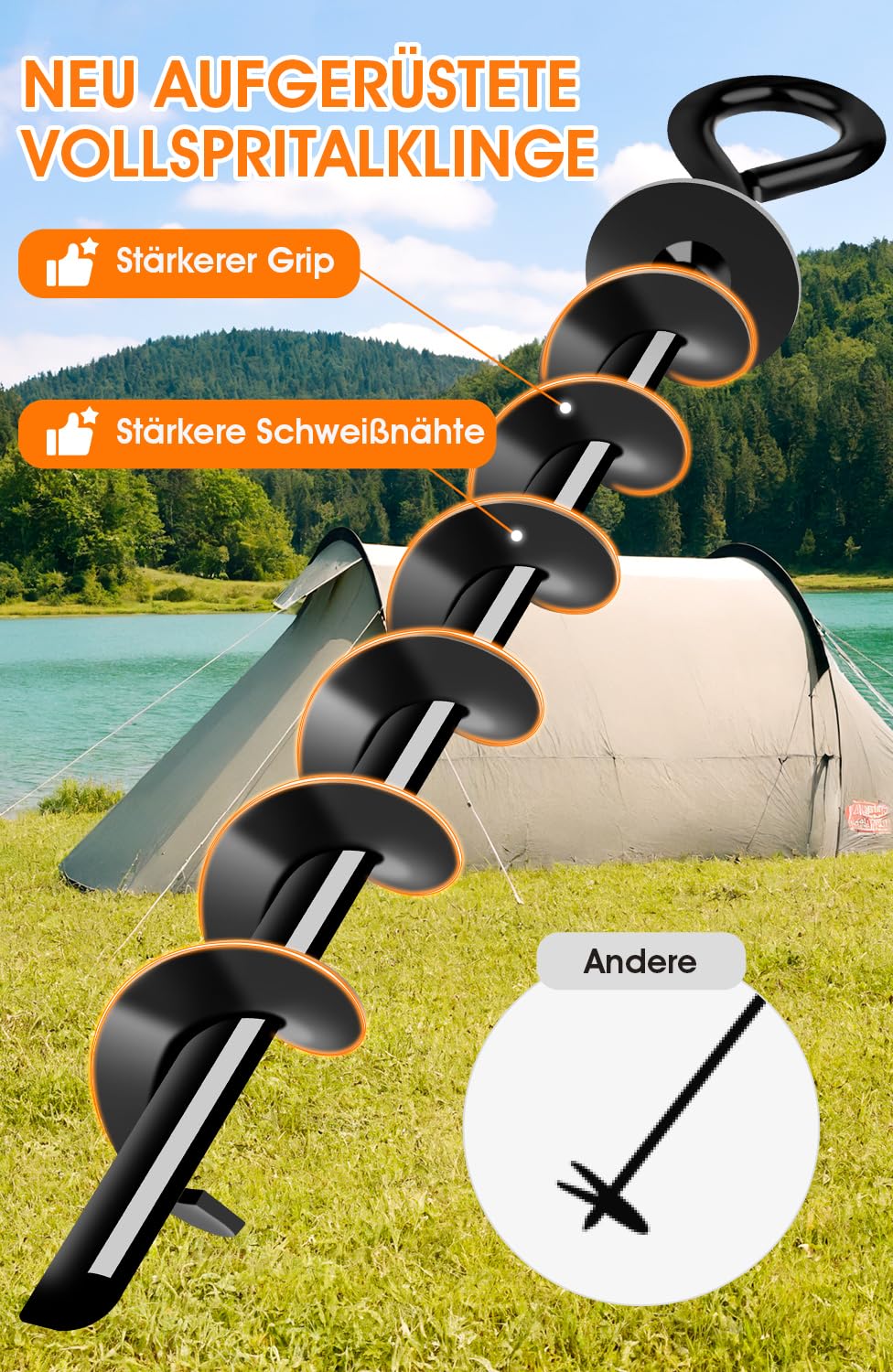 Heavy-duty ground anchors 4 pack, robust, fully screwed ground anchors for securing trampolines, canopies, swings, etc.
